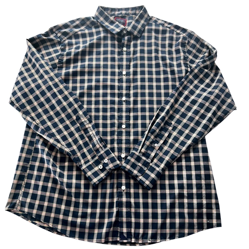 Men's UNTUCKit Dorin Blue Plaid Shirt Long Sleeve Button‎ Front Lumberjack